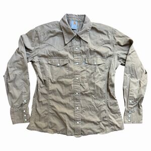 Carhartt For Women Western Snap Shirt Beige Tan Cotton Button Up Size Medium